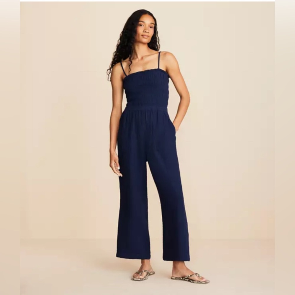 Lou & Grey Smocked Triple Layer Jumpsuit NWT